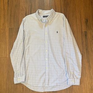 NWOT Ralph Lauren Men's Plaid Shirt - White and Blue
